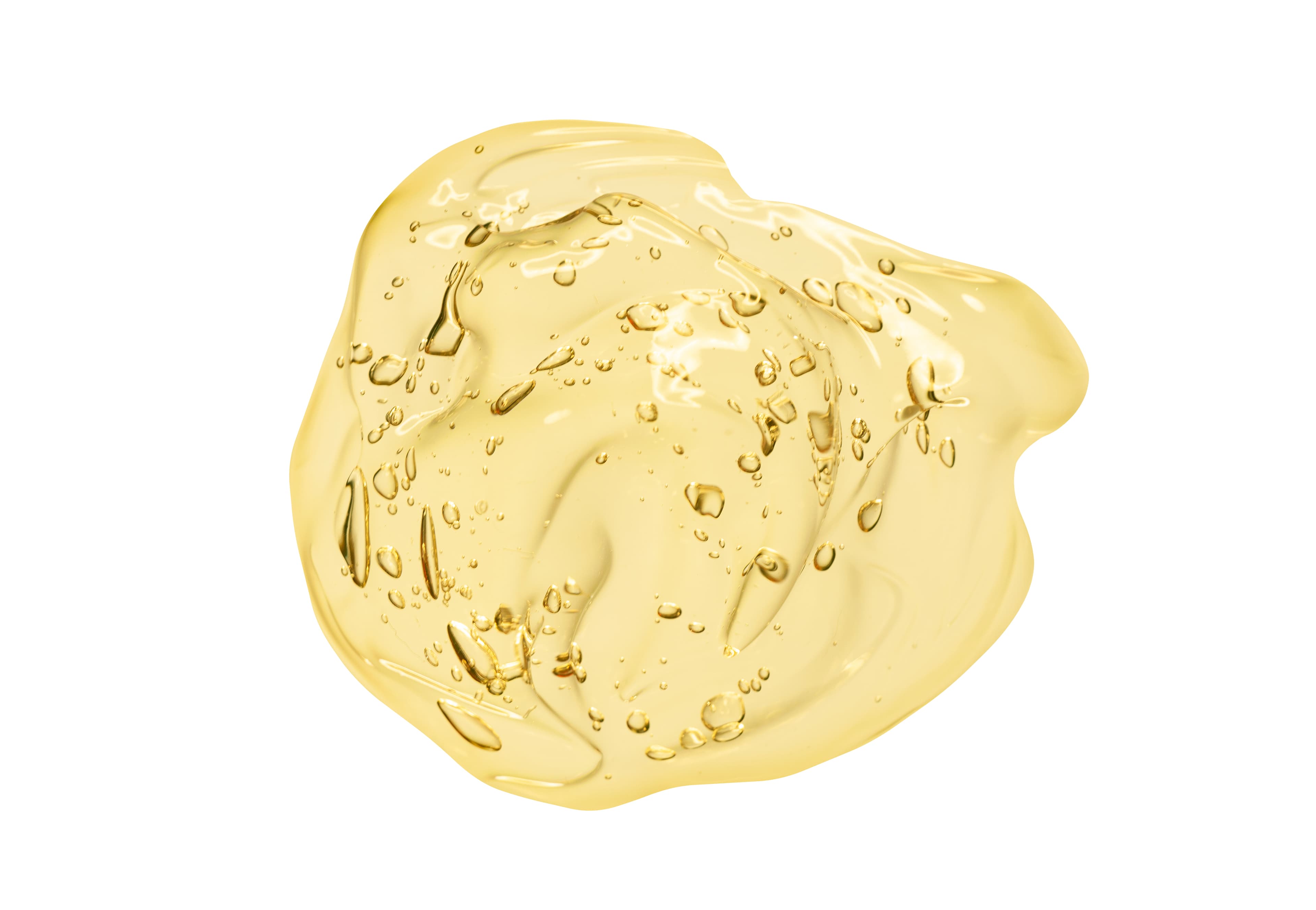 Pale yellow gel on a white background