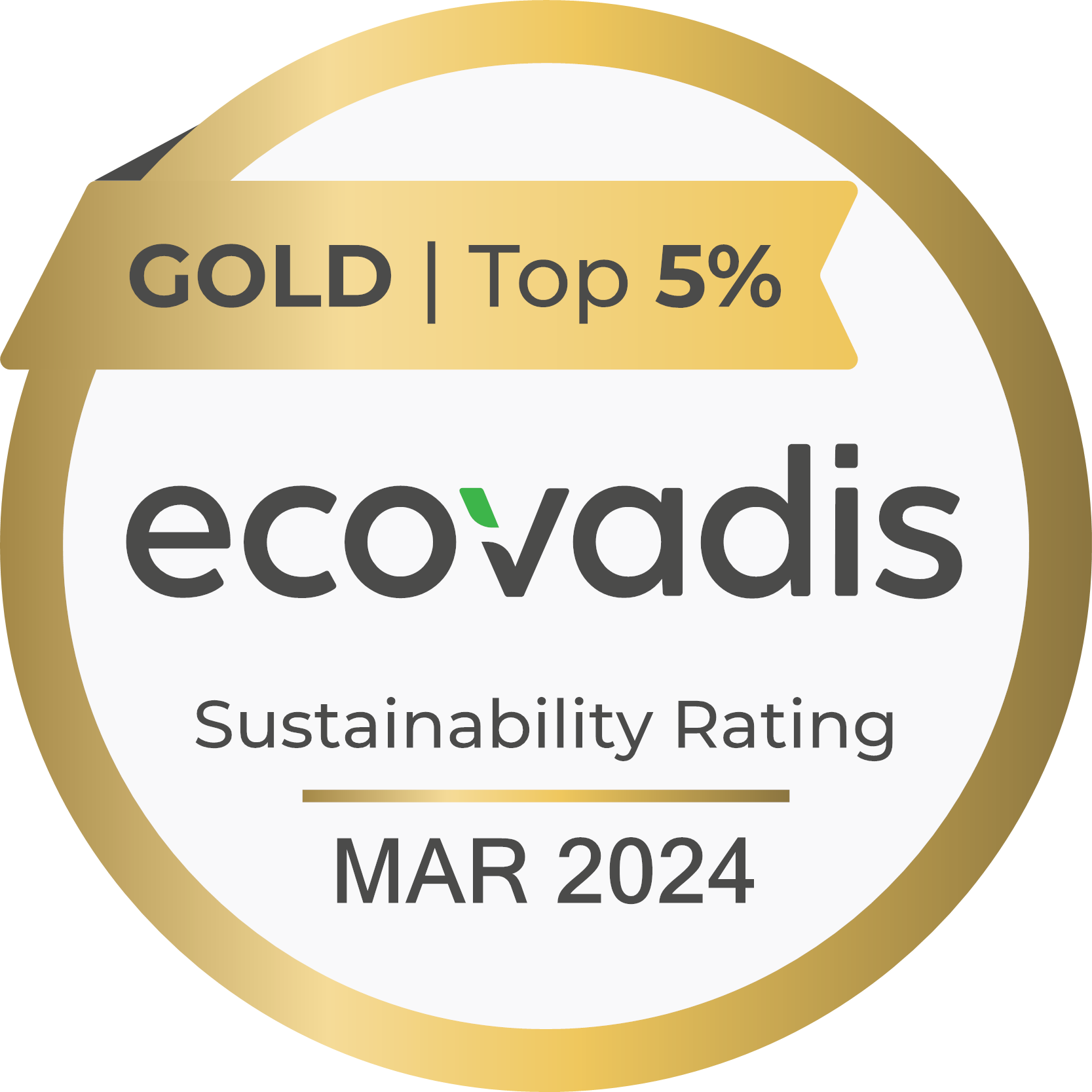 A gold ECOVADIS medal from 2024